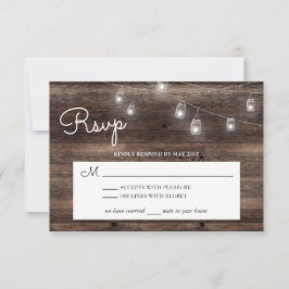 Cartão RSVP Rustic Mason Jar Barn Wood