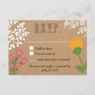 Cartão RSVP Rustic Mason Jar com Flores no Artesanato Paper RS