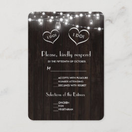 Cartão RSVP Rustic Mason Jars String Luz Velho Casamento de Ce