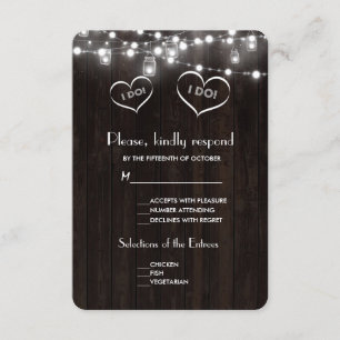 Cartão RSVP Rustic Mason Jars String Luz Velho Casamento de Ce