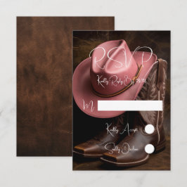 Cartão RSVP Rustic Romance: Boots and Hat Wedding