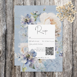 Cartão RSVP Rustic Romantic Dusty Blue Floral
