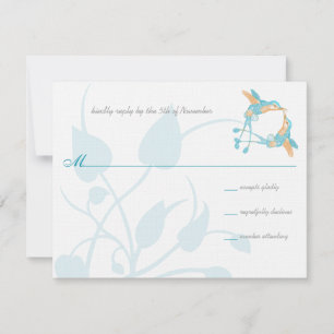 Cartão RSVP Rustic Romantic Hummingbird Kiss Love BirdWedding