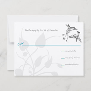 Cartão RSVP Rustic Romantic Hummingbird Kiss Love BirdWedding
