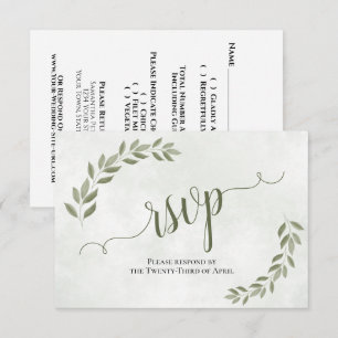 Cartão RSVP Rustic Sage Green Deixa Casamento Simples
