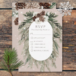 Cartão RSVP Rustic Tan Pine Winter Sparkle Dois Janto