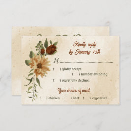 Cartão RSVP rustic terracotta floral seleção de farinha botâni