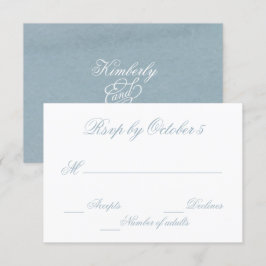 Cartão RSVP Rustic Watercolor Dusty Blue Nature Leafy Casament
