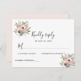 Cartão RSVP rustic watercolor floral bouquet