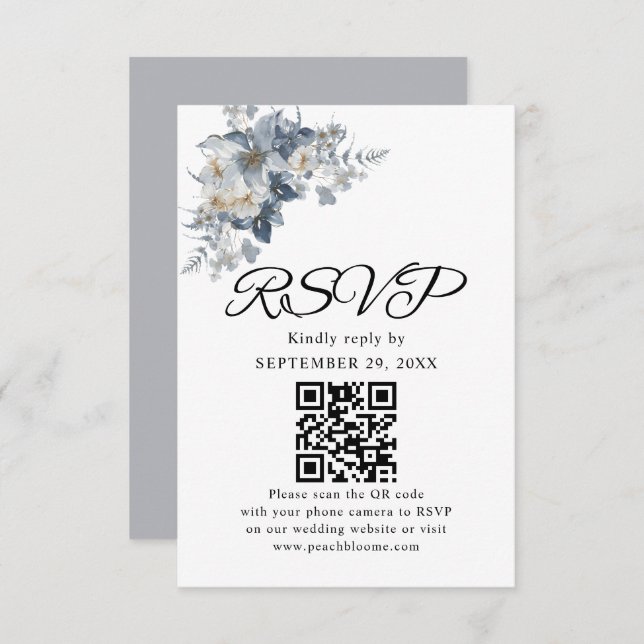Cartão RSVP rustic watercolor illustration of a floral  (Frente/Verso)