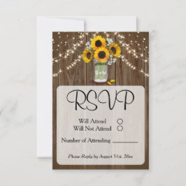 Cartão RSVP Rustic Wedflower Sunflower Jar