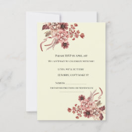 Cartão RSVP Rústica Autumn Blooms Cream Backcolor