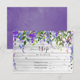 Cartão RSVP Rústico Floral em Aquarela Violeta Ultra