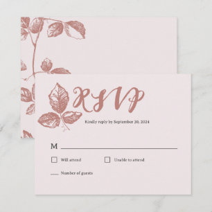 Cartão RSVP Rústico Rosa Poeirento Floral Caprichoso