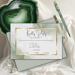 Cartão RSVP Sage Dourada Marbled