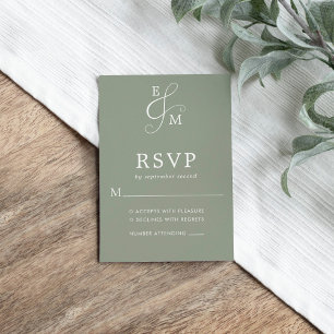 Cartão RSVP Sage Green Ampersand Wedding