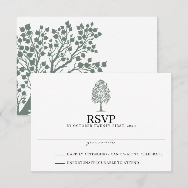 Cartão RSVP Sage Green Aspen Wedding (Frente/Verso)