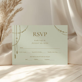Cartão RSVP Sage Green Boho Derrubou Casamento
