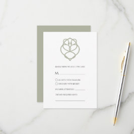 Cartão RSVP Sage Green Celtic Irish Swan Love Knot Weds