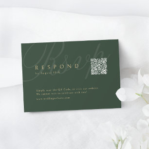 Cartão RSVP Sage Green Classic Elegance Código QR Casamento