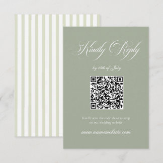 Cartão RSVP Sage Green Classic Elegant Wedding QR Code