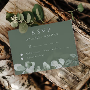 Cartão RSVP Sage Green Deixa Watercolor Casamento