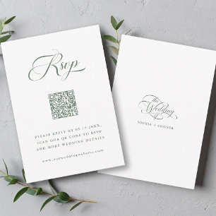 Cartão RSVP Sage Green Delicate Elegant Script Wedding