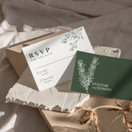 Cartão RSVP Sage Green Floral Boho Botânico Único Casamento