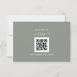 Cartão RSVP Sage Green Floral Código QR Adicione seu Casamento
