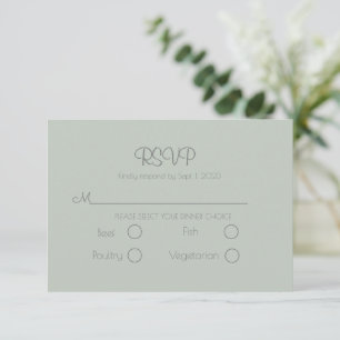 Cartão RSVP Sage Green Floral Elegant Wedding