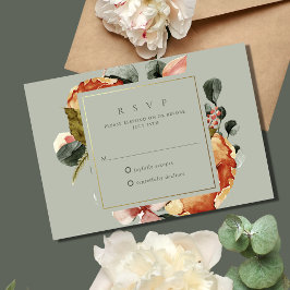 Cartão RSVP Sage Green Floral Garden Wedding