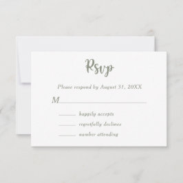 Cartão RSVP Sage Green Floral Nome do Casal de Casamento Botân