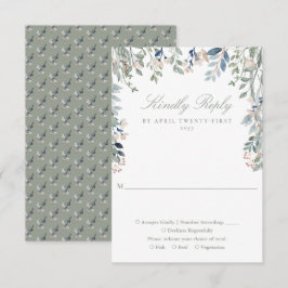 Cartão RSVP Sage Green Floral Wildflower Wedding