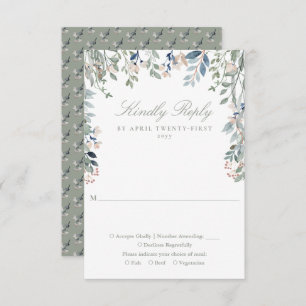 Cartão RSVP Sage Green Floral Wildflower Wedding