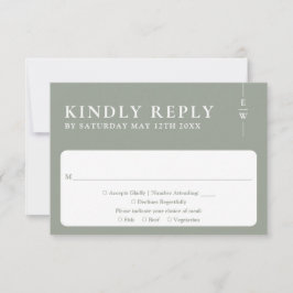 Cartão RSVP Sage Green Modern Minimalist Casamento de Monogram