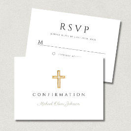 Cartão RSVP Sage Green Religious Cross Confirmation