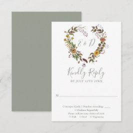 Cartão RSVP Sage Green Rustic Wildflower Wedding