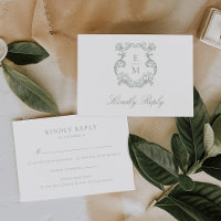 Sage Green Vintage Barroco Monograma Casamento de