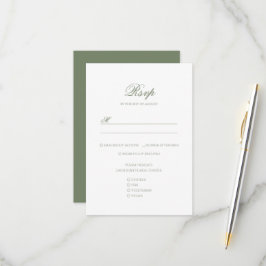 Cartão RSVP Sage Green & White Leaf Monogramas Casamento de Cr