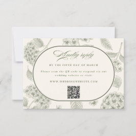 Cartão RSVP Sage Hydrangea Vintage Wedding 