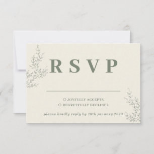 Cartão RSVP Sage Ivory Beige Ivy Floral Wedding Response
