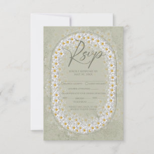 Cartão RSVP Sage Verde Gardenias Brancas Boho 