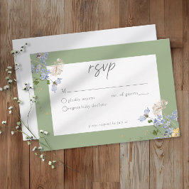 Cartão RSVP Sage Wildflower Garden Elegant Wedding