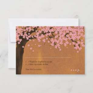 Cartão RSVP Sakura Flor de Cerejeira Aquarela (Pôr do Sol) RSV