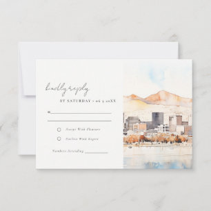 Cartão RSVP Salt Lake City Utah Paisagem Casamento Aquarela