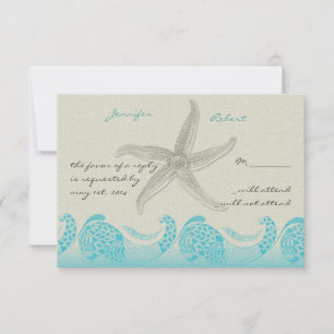 Cartão RSVP Sand and Aqua Response Card