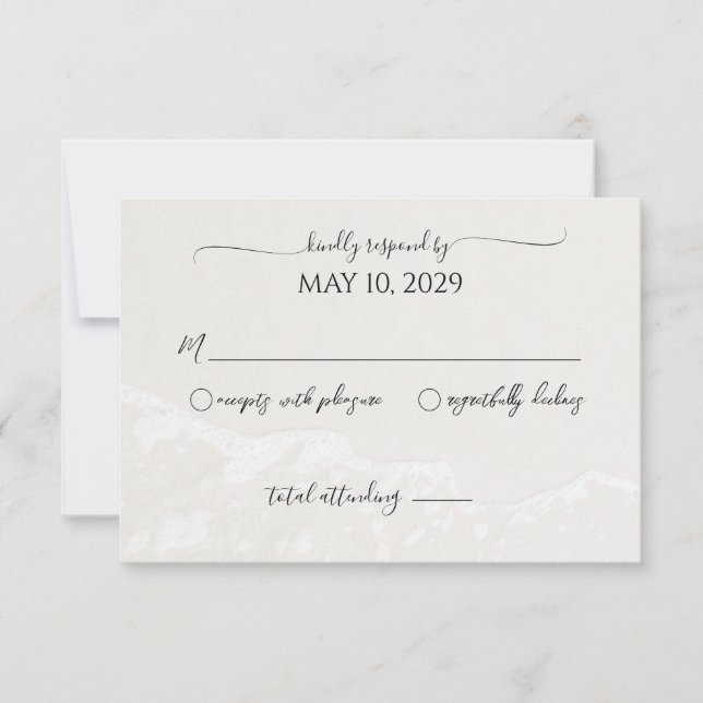 Cartão RSVP Sand Heart Beach Wedding Response (Frente)