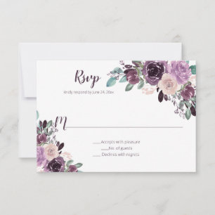 Cartão RSVP Sangria Purple Floral