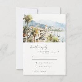 Cartão RSVP Santa Marta Colombia Watercolor Landscape Wedding