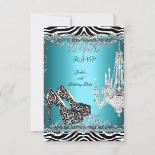 Cartão RSVP Sapatos de festa com estampa de zebra e leopardo a